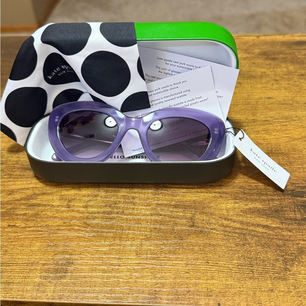 NWT - Kate Spade Lavender Cat Eye Ladies Sunglasses with Case